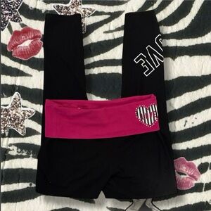 Danskin Black and Pink Love Leggings